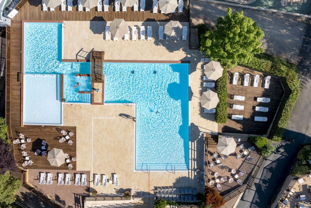 Water park at Les Grottes de Roffy campsite in Dordogne