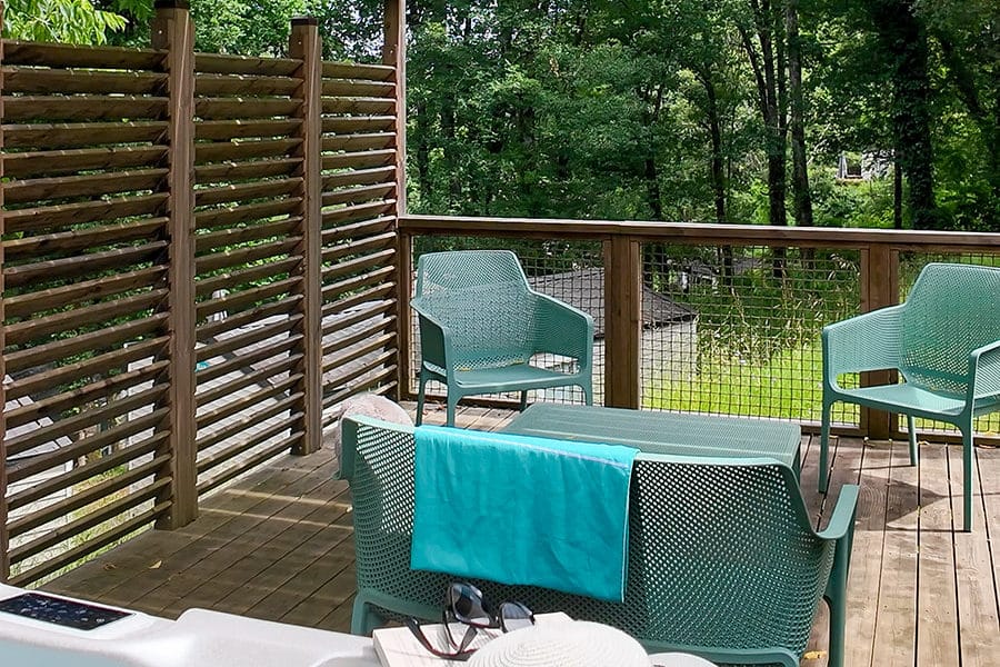 Mobile home terrace at a campsite in Dordogne